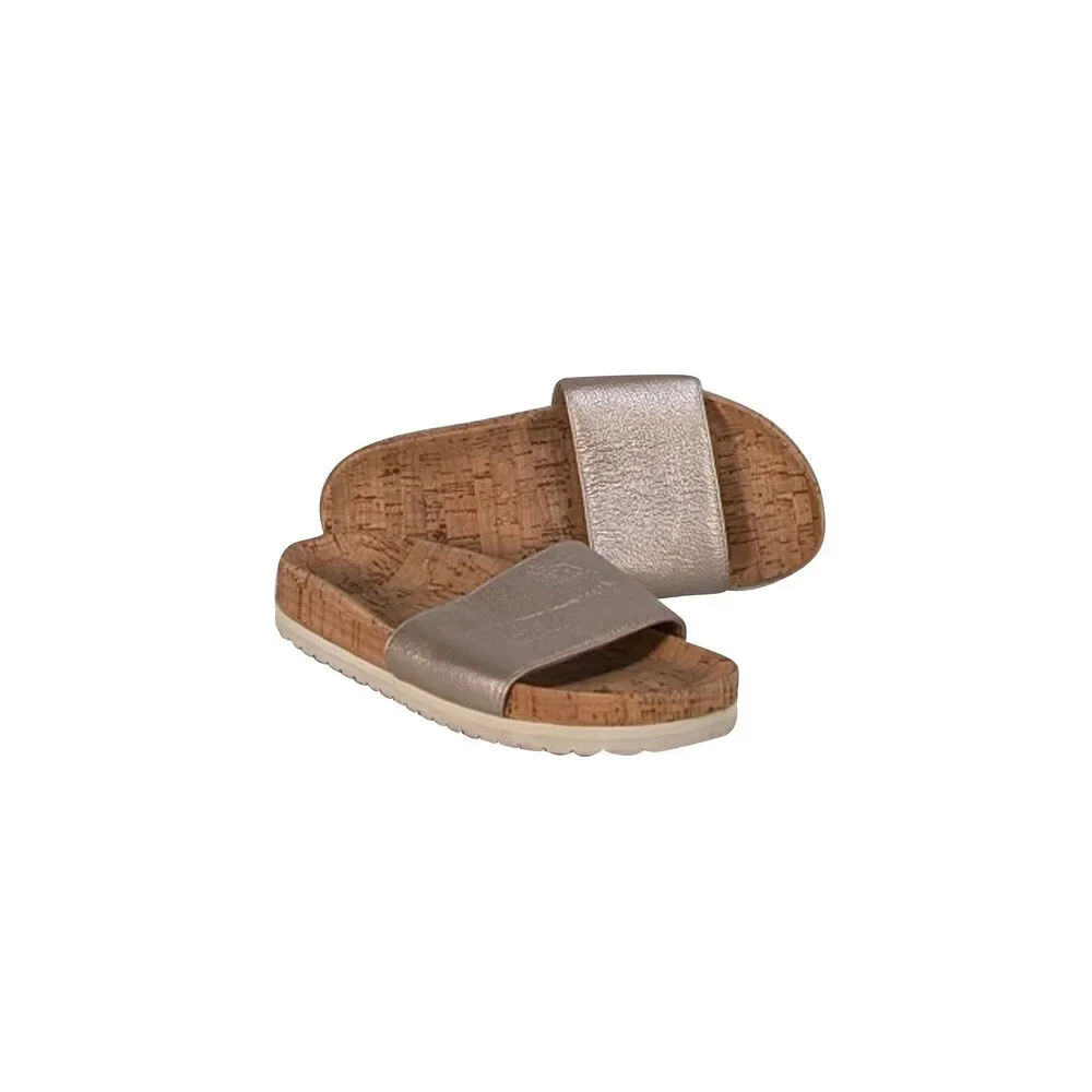 Vince - Light Gold Leather Upper Slide Sandals Sz 8